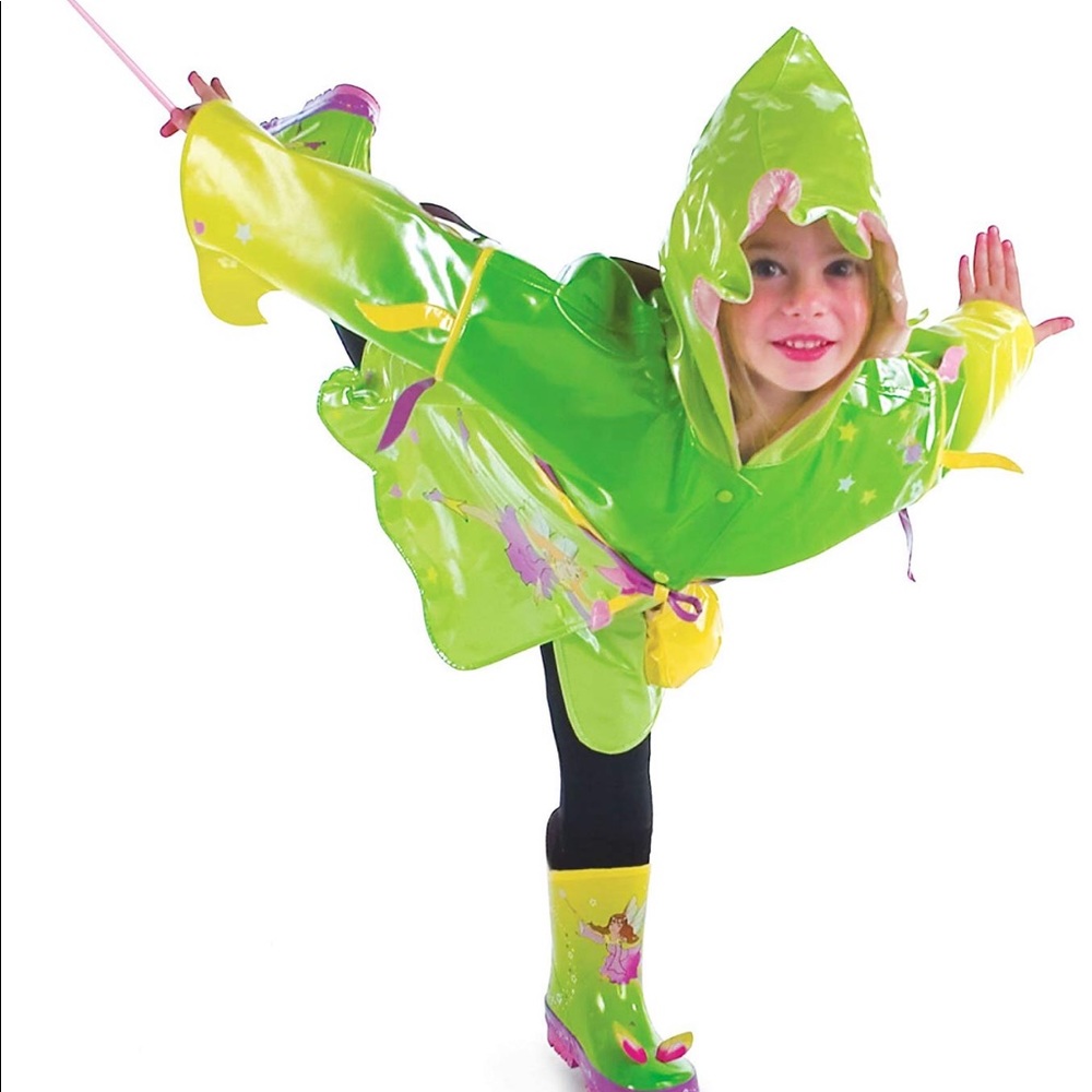 Kidorable Green Fairy PU Raincoat Girls
